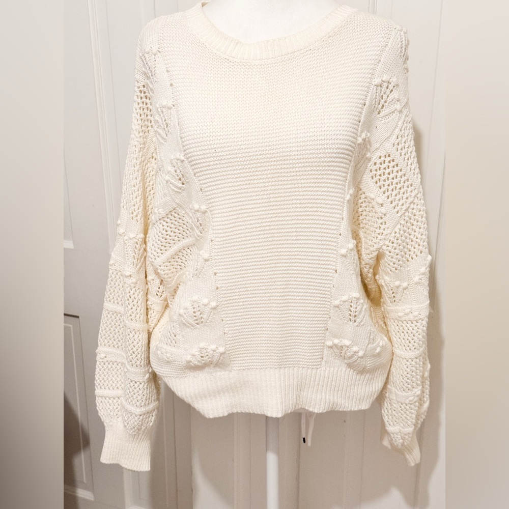 Anthropologie Cream Textured Knit Sweater